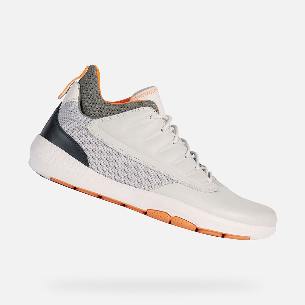 Tenis Geox Homem Branco/Laranja - Modual Abx - INTAP4650